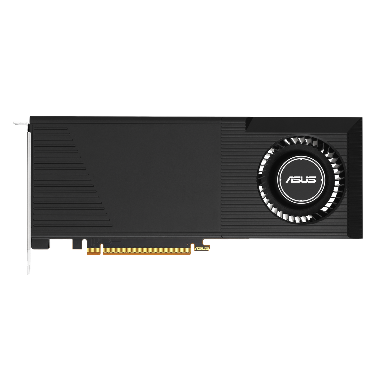 ASUS Turbo Radeon AI PRO R9700 32GB, front view with the blower fan