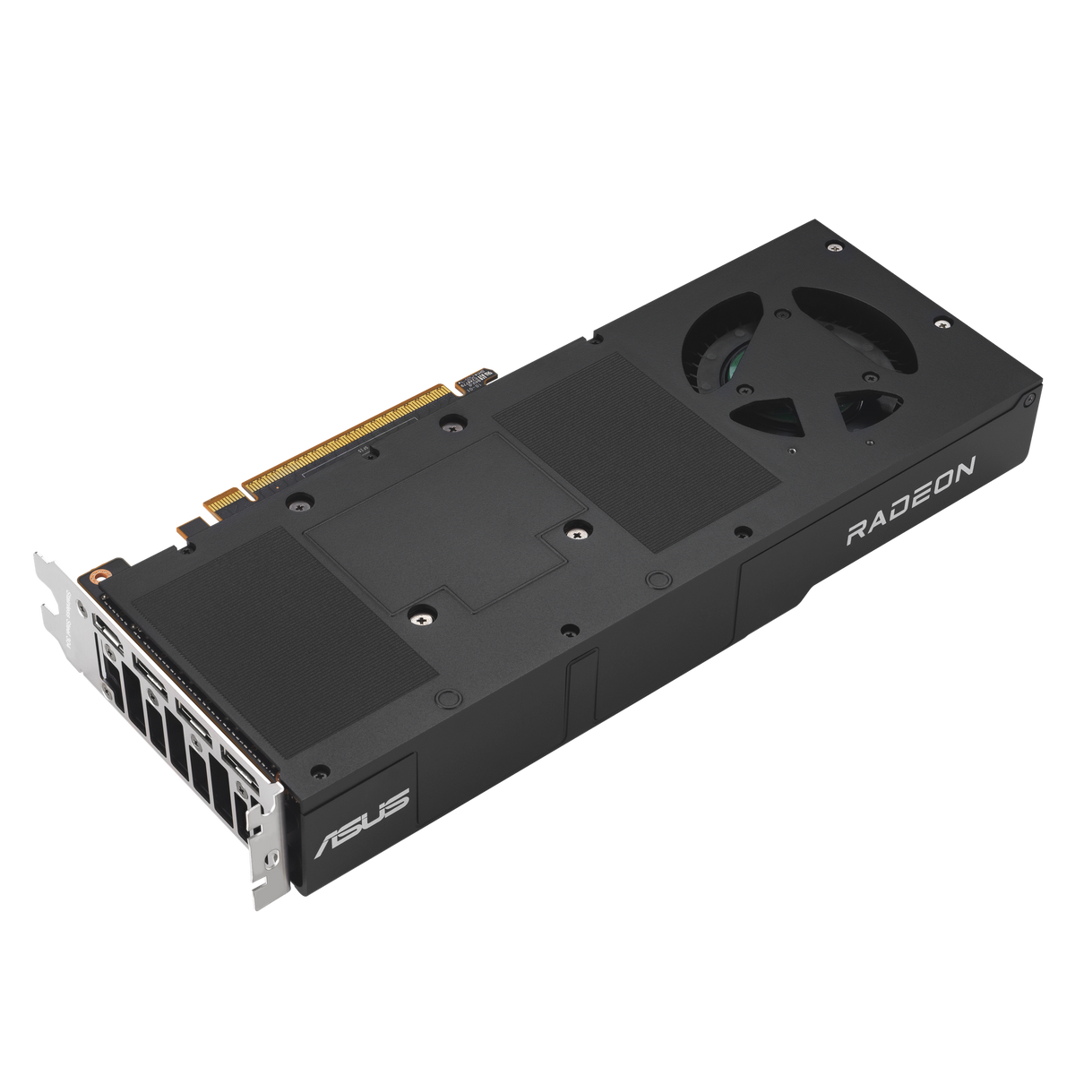 ASUS Turbo Radeon AI PRO R9700 32GB, backplate side seen from an angle