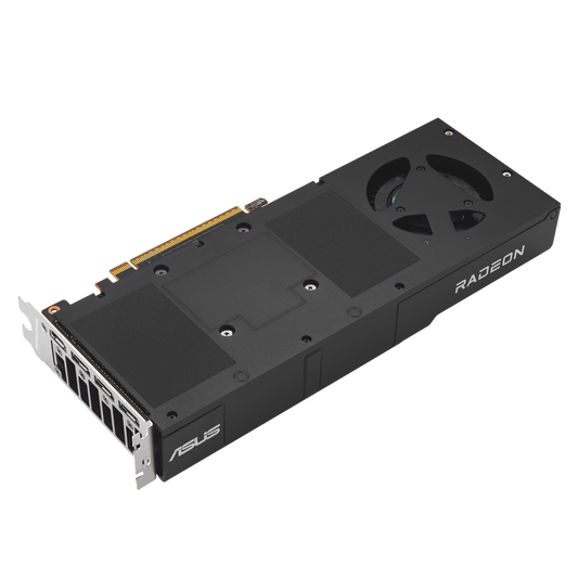 ASUS Turbo Radeon AI PRO R9700 32GB, backplate side seen from an angle